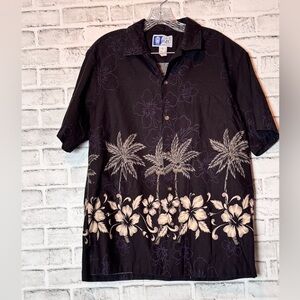 RJC limited Black Men’s Hawaiian Shirt with Floral Design 100% cotton‎ menswear